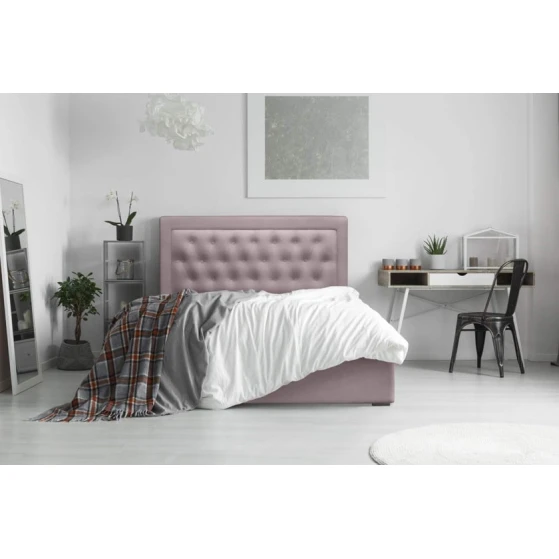 Двуспальная кровать Art_ikili_yataq 92, ламинат/текстиль, розовая, 120x200х200 см