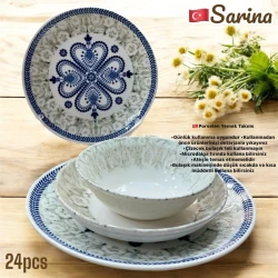 Набор столовой посуды Sarina SHA-00006593, фарфор, белый, 6 персон, 24 предмета