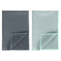 Набор кухонных полотенец Wenko Microfiber, 40x60 см, полиэстер/полиамид, 2 шт, серое/зеленое