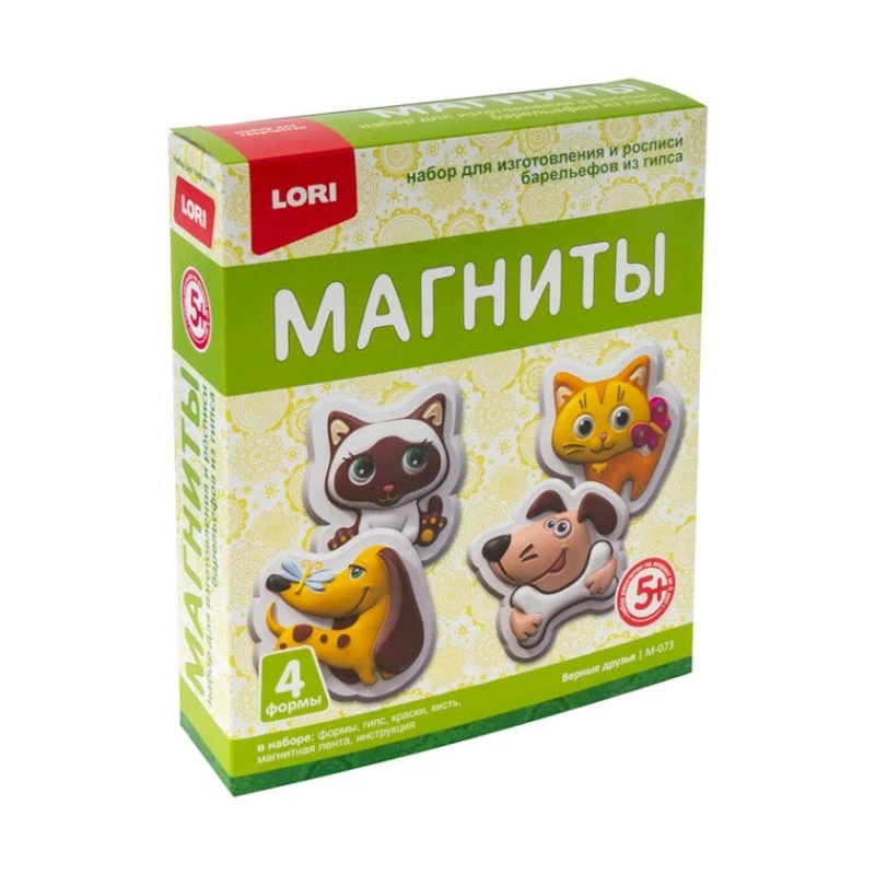 Набор для изготовления и росписи барельефов из гипса Lori Магниты Верные друзья Набор для изготовления и росписи барельефов из гипса Lori Магниты Верные друзья