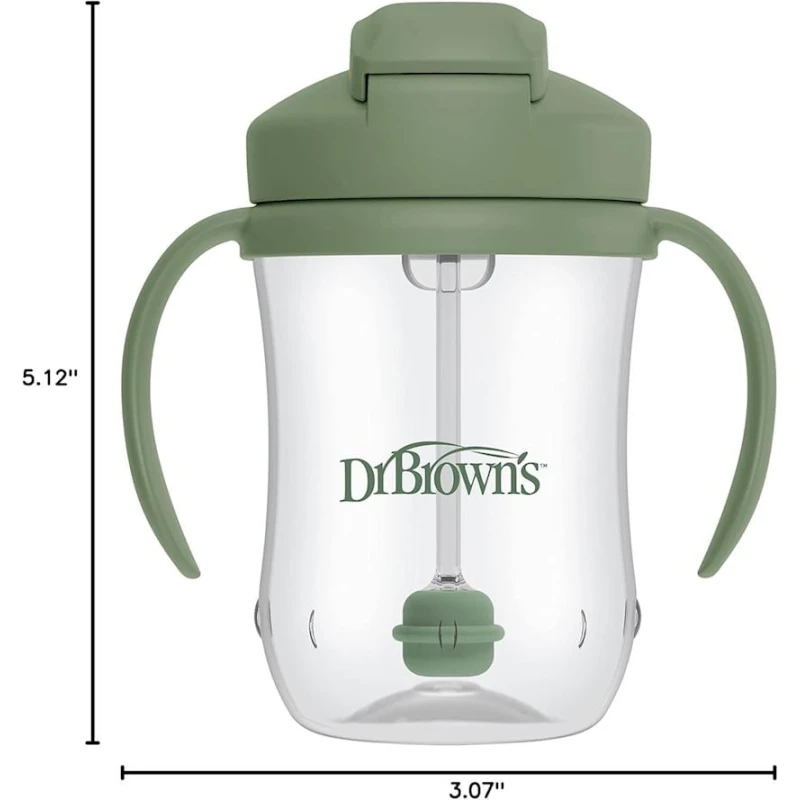 Поильник с трубочкой Dr.Brown's Milestones TC91104-P12, зеленый, 270 мл, 6+ мес Поильник с трубочкой Dr.Brown's Milestones TC91104-P12, зеленый, 270 мл, 6+ мес