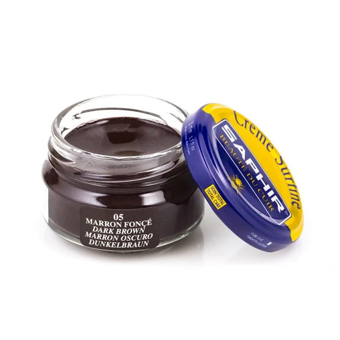 Krem Saphir Crème Surfine 05 Dark Brown hamar dərili ayaqqabılar üçün, tünd qəhvəyi, 50 ml