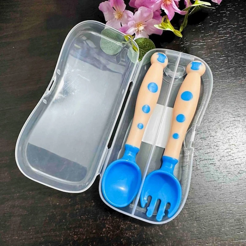 Qaşıq və çəngəl dəsti QC000003B, plastik, mavi