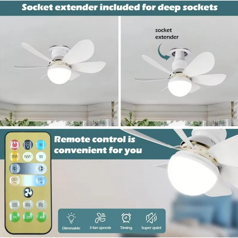 Потолочный вентилятор-лампочка light_01, 30W Потолочный вентилятор-лампочка light_01, 30W