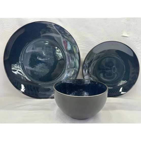 Boşqab dəsti 8292-47, keramika, göy, 4 nəfərlik, 12 parça