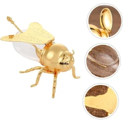 Емкость для хранения меда AZ99Q, с ложкой, стекло/металл, прозрачная/золотистая