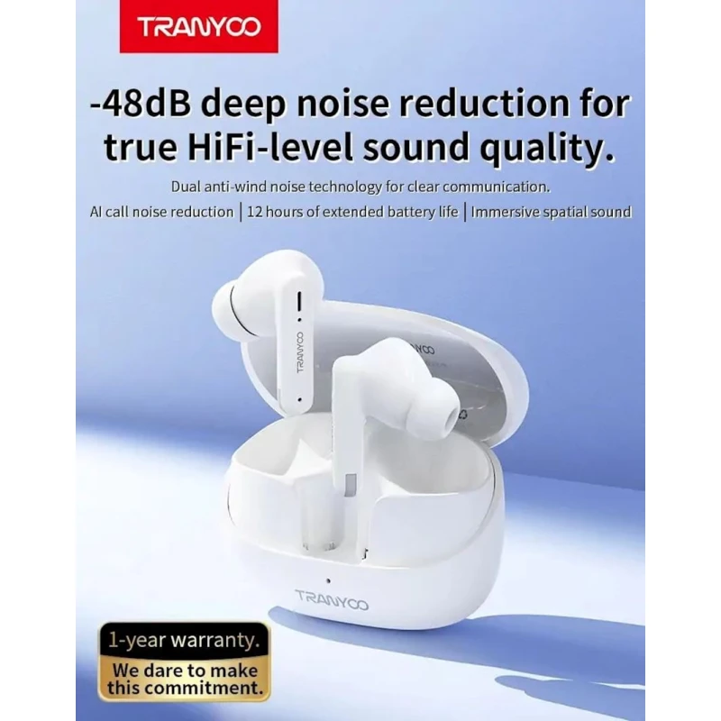 Беспроводные наушники Tranyoo T-M26 White