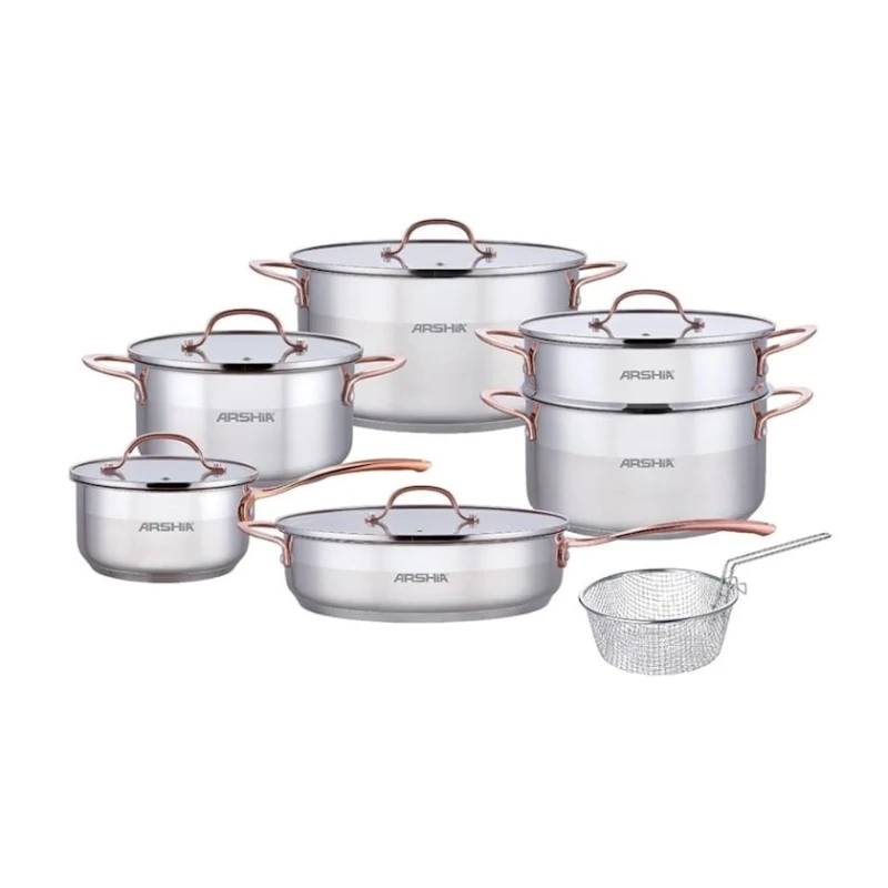 Qab dəsti Arshia SS064, 12 əd, paslanmayan polad, gümüşü Qab dəsti Arshia SS064, 12 əd, paslanmayan polad, gümüşü