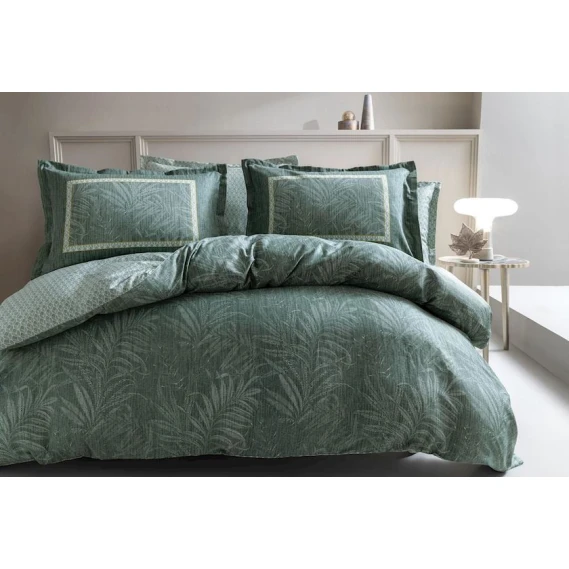 Комплект постельного белья Yataş Mervin пододеяльник 220x240, простыня 240x280, наволочки 50x70, двуспальный XL, зеленый