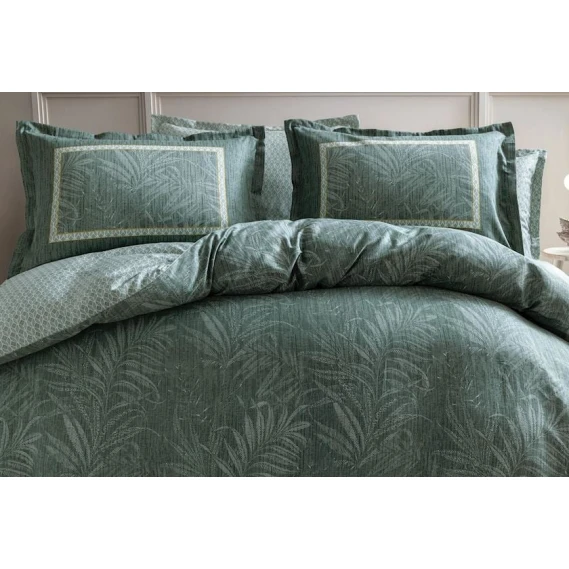 Комплект постельного белья Yataş Mervin пододеяльник 220x240, простыня 240x280, наволочки 50x70, двуспальный XL, зеленый