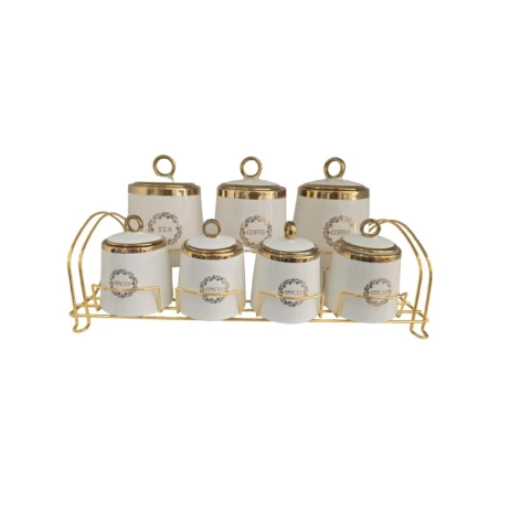 Saxlama qabı dəsti 3185-7 S, 7 əşya, ağ/qızılı