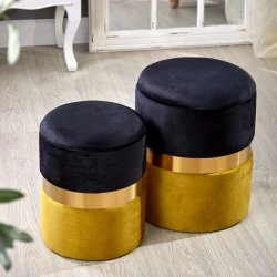 Пуфик 72, ткань, желтый/черный, 40x35x35 см