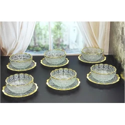 Dondurma qabı və rozetka dəsti, şəffaf, 6 nəfərlik Dondurma qabı və rozetka dəsti, şəffaf, 6 nəfərlik