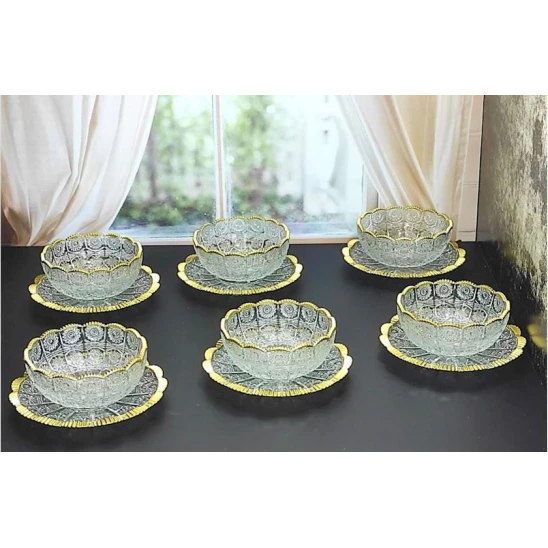 Dondurma qabı və rozetka dəsti, şəffaf, 6 nəfərlik Dondurma qabı və rozetka dəsti, şəffaf, 6 nəfərlik