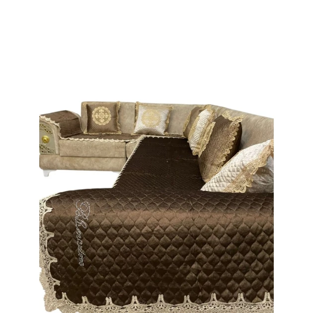 Divan ucun ortuk desti FA tekstil-89, 3 eded, qehveyi