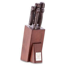 Bıçaq dəsti Korkmaz A5502, 5 əd, aşpaz bıçağı 170/155/125/100 mm, qəhvəyi