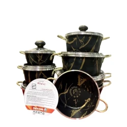 Набор посуды Marble SHA-00004816, гранит/стекло, черный, 19 предмет