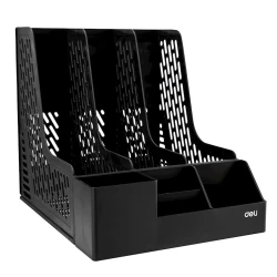 Вертикальный лоток для документов Deli 00122, пластик, черный, 3 отделения