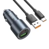 Avtomobil enerji toplama cihazı HOCO 48W USB-C PD 30W + USB QC3.0 Type-C Kabel, Metalik Boz