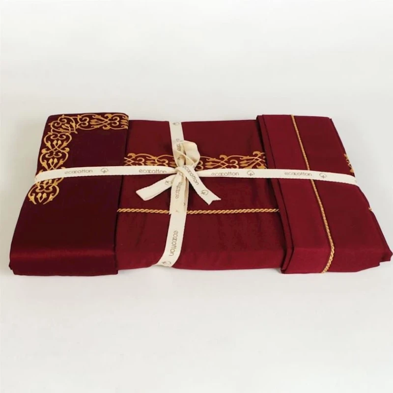 Комплект постельного белья Ecocotton, двуспальный, бордовый