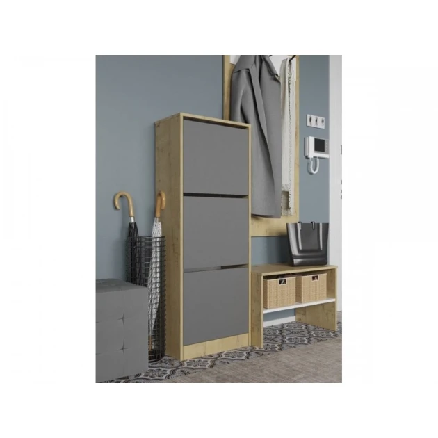 Ayaqqabı üçün tumba Art Mebel 77, laminat, antrasit, 130x50x30 sm