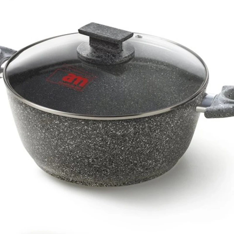 Кастрюля Accademia Mugnano Cuore di Pietra, 26 см, алюминий с антипригарным покрытием, серый