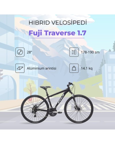 Hibrid velosiped Fuji Traverse 1.7, Size: M/L, 20.5