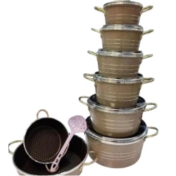 Набор посуды MiraNova SF-063, гранит, коричневый, 14/16/18/20/24/28 см, 15 предметов