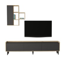 TV üçün tumba Ev Plus 12115857, LDSP, antrasit/bej, 180x31x47 sm