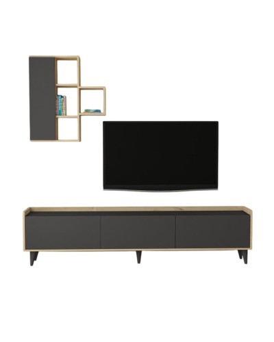 TV üçün tumba Ev Plus 12115857, LDSP, antrasit/bej, 180x31x47 sm