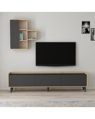TV üçün tumba Ev Plus 12115857, LDSP, antrasit/bej, 180x31x47 sm