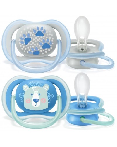 Əmziklər dəsti Philips AVENT Ultra Air SCF085/03, ortodontik, 6-18 ay, silikon, 2 əd, futlyar ilə, mavi