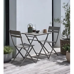 Комплект садовой мебели JUSK Aborg, стол и 2 стула, сталь, темно-песочный
