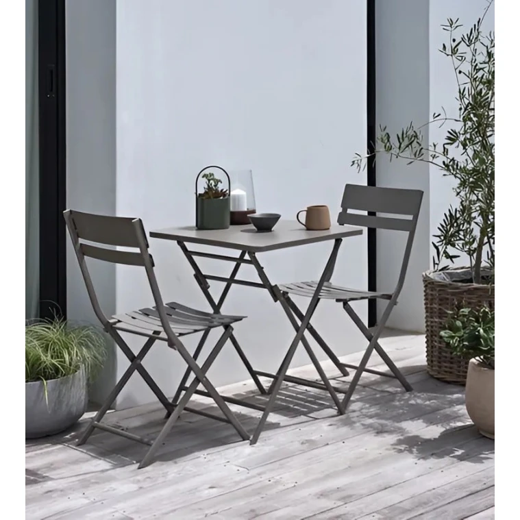 Комплект садовой мебели JUSK Aborg, стол и 2 стула, сталь, темно-песочный Комплект садовой мебели JUSK Aborg, стол и 2 стула, сталь, темно-песочный