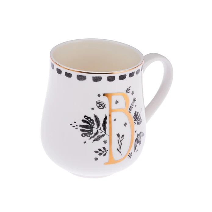 Чашка Emsan Artisan B Letter, фарфор, белая, 220 мл Чашка Emsan Artisan B Letter, фарфор, белая, 220 мл