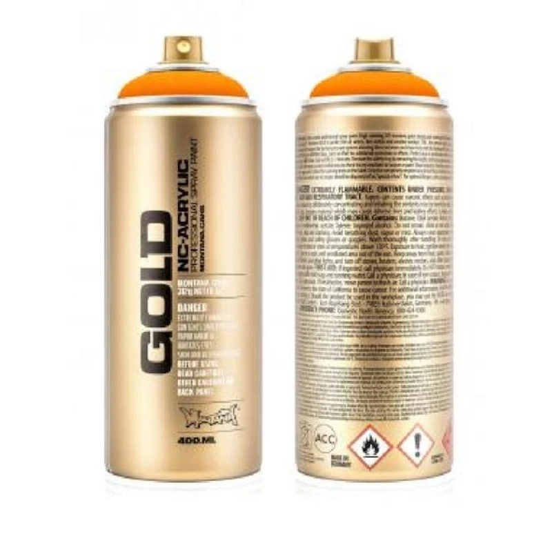Аэрозольная краска Montana Gold F2000 Power Orange флуоресцентная, 400 мл, оранжевая
