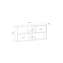 Стеллаж Ev Plus, 120x22x50 см, ЛДСП, белый