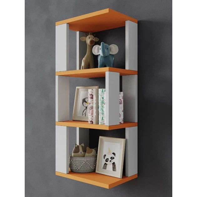 Полка настенная Art Mebel 16, ламинат, 68х30х20 см, оранжевая/белая