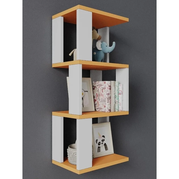 Полка настенная Art Mebel 16, ламинат, 68х30х20 см, оранжевая/белая