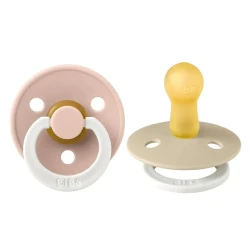 Набор пустышек BIBS Colour Night, 2 шт, 0-6 месяцев, латекс, светло-розовый/бежевый Набор пустышек BIBS Colour Night, 2 шт, 0-6 месяцев, латекс, светло-розовый/бежевый