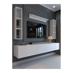 Тумба под ТВ Ev Plus 12115637, ЛДСП, белый, 180x35x35 см Тумба под ТВ Ev Plus 12115637, ЛДСП, белый, 180x35x35 см