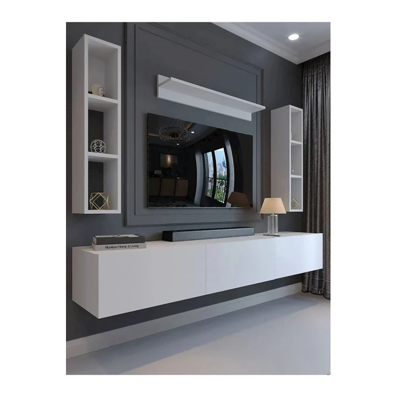 Тумба под ТВ Ev Plus 12115637, ЛДСП, белый, 180x35x35 см Тумба под ТВ Ev Plus 12115637, ЛДСП, белый, 180x35x35 см