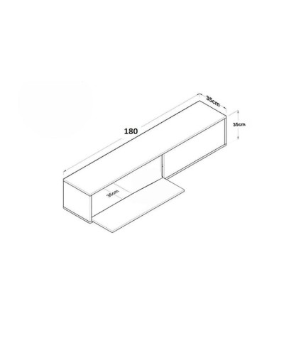 TV üçün tumba Ev Plus 12115637, LDSP, ağ, 180x35x35 sm