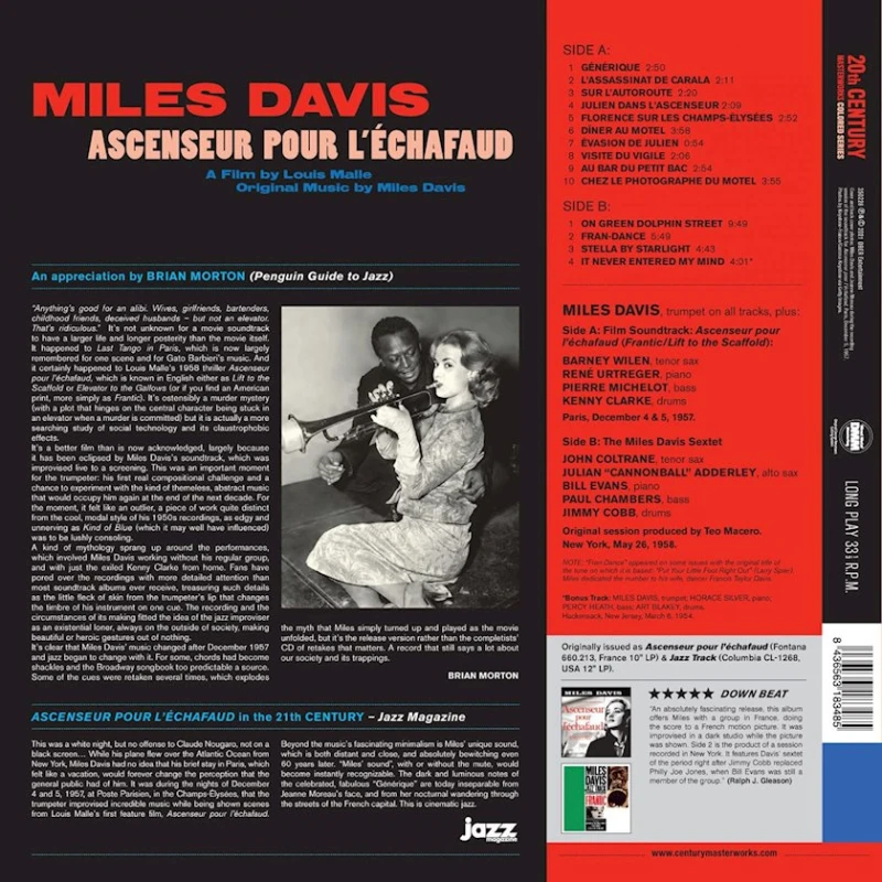 Виниловая пластинка 20th Century Masterworks Miles Davis - Ascenseur Pour L'echafaud