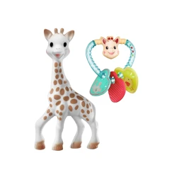Körpələr üçün hədiyyə dəsti Sophie la Girafe səs-küylü oyuncaq və diş qaşıyan ilə, 0-12 ay