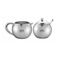 Набор сахарница и молочник Gipfel Oreole 9832, 370 мл, нержавеющая сталь, серебристый Набор сахарница и молочник Gipfel Oreole 9832, 370 мл, нержавеющая сталь, серебристый