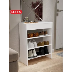 Подставка для обуви, ЛДСП, белое тиснение, 75x26x60 см