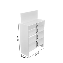 Подставка для обуви, ЛДСП, белое тиснение, 75x26x60 см