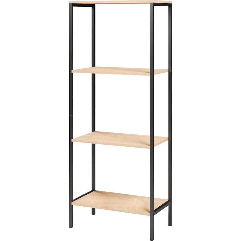 Стеллаж Mio Tesoro Joy Loft, ЛДСП/металл, черный/бежевый, 60x34x150 см Стеллаж Mio Tesoro Joy Loft, ЛДСП/металл, черный/бежевый, 60x34x150 см