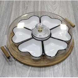 Менажницы, стекло, на деревянной подставке